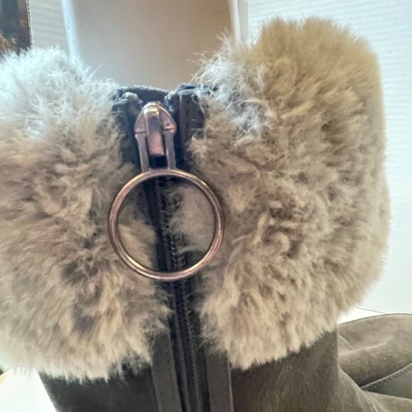 Koolaburra By UGG Womens Gray Faux Fur-Lined Suede Winter Boots with Side Zipper - Picture 13 of 15